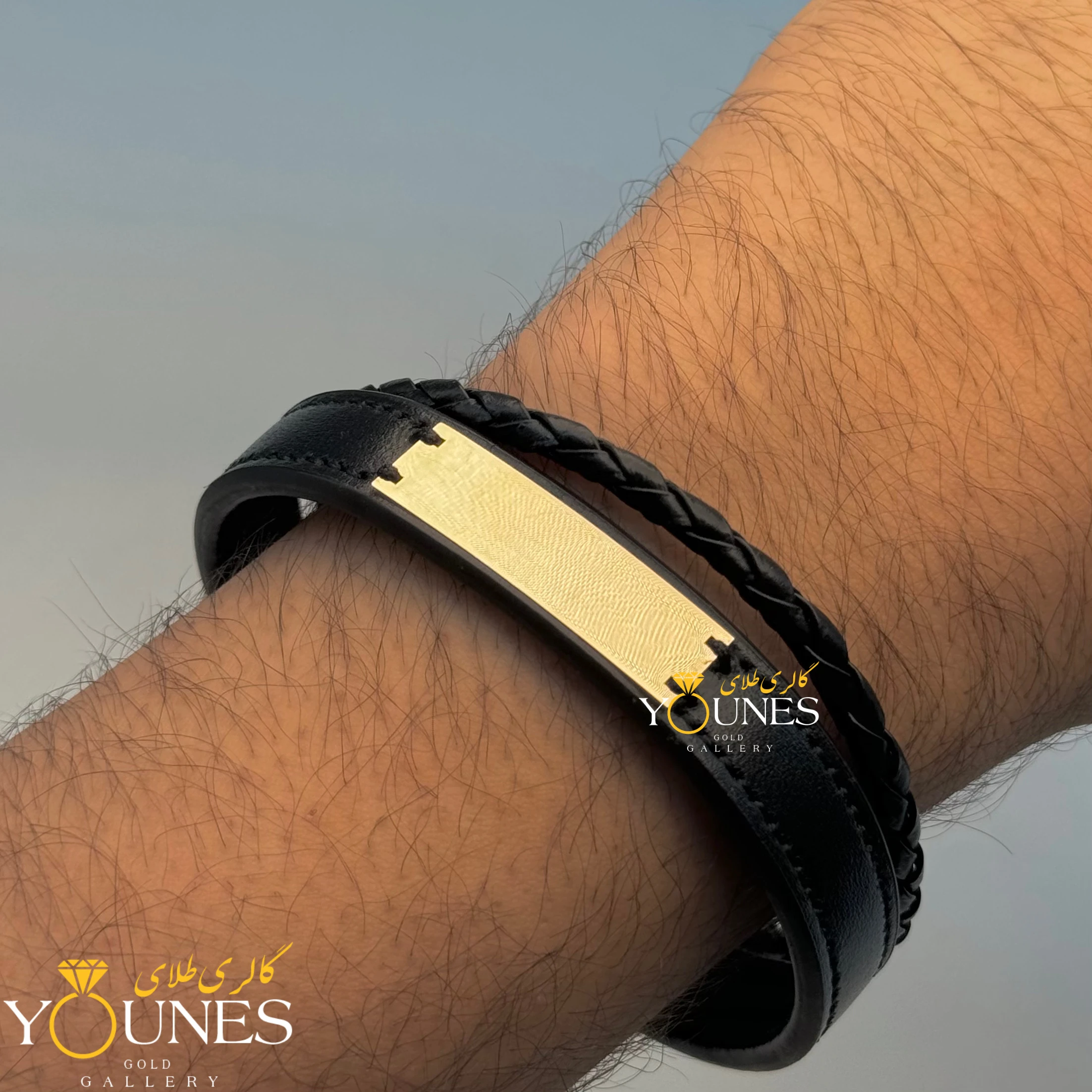 دستبند طلا چرم مردانه L1105